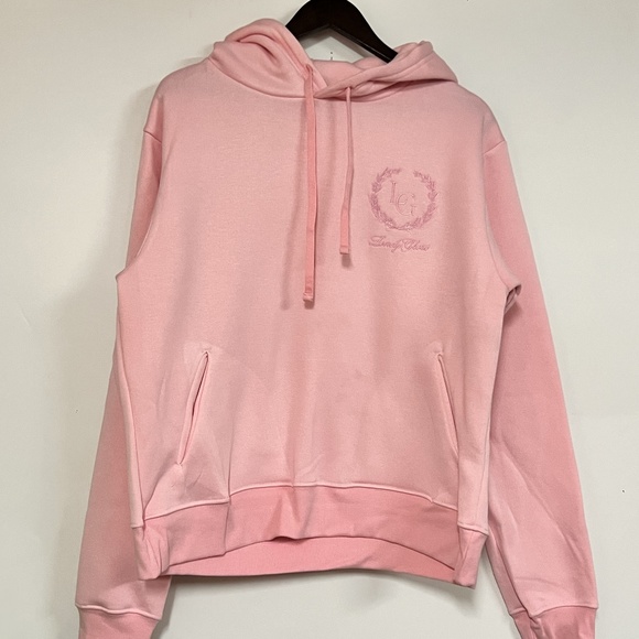 NWOT Lonely Ghost- Pink Embroidered Hoodie - Picture 1 of 4